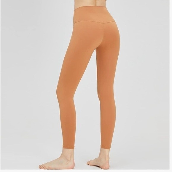 Yoga Pants Womens L Yellow Leggings High Waisted Tummy Control Workout Pants OC4 - Picture 4 of 8